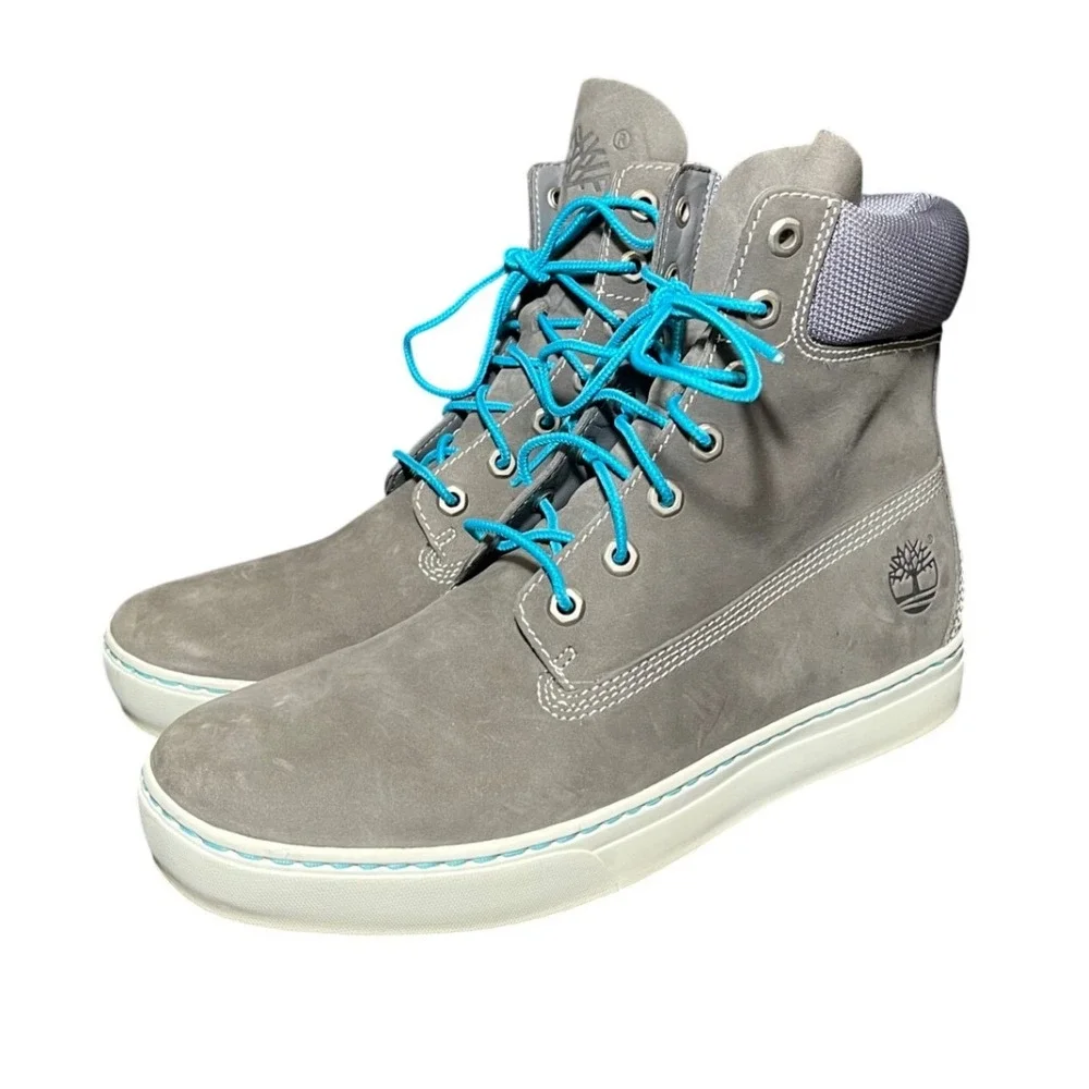Timberland Sneaker Boots Mens 9M Gray Suede Blue Laces 6701R C860 Outdoor Rugged